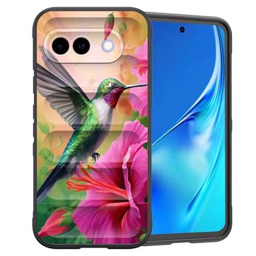 CICPLKSE Schutzhülle für Pixel 9a, Premium-Silikon mit weichem kratzfestem Mikrofaserfutter, stoßfeste Schutzhülle für Google Pixel 9a 16 cm (6,3 Zoll) 2025, niedlicher Kolibri in Blumen von CICPLKSE
