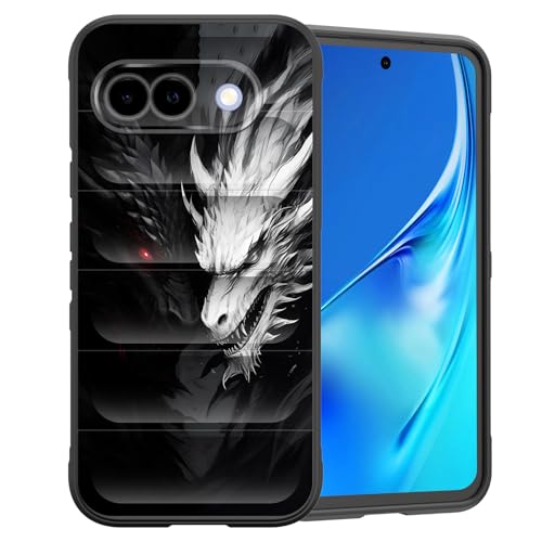 CICPLKSE Schutzhülle für Pixel 9a, Premium-Silikon mit weichem kratzfestem Mikrofaserfutter, stoßfeste Schutzhülle für Google Pixel 9a 16 cm (6,3 Zoll) 2025, schwarzer und weißer Drache von CICPLKSE