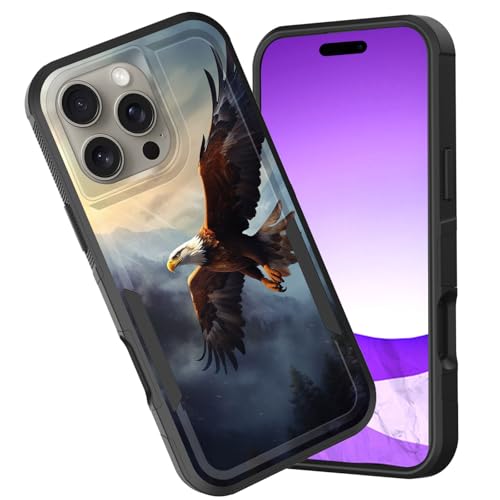 CICPLKSE Schutzhülle für iPhone 16 Pro, zweilagig, strapazierfähig, Hybrid, stoßfest, Hart-PC, weiches Silikon, TPU-Stoßdämpfer, Schutzhülle für iPhone 16 Pro 6,3 Zoll 2024, Adler fliegt über Berg CICPLKSE Schutzhülle für iPhone 16 Pro, zweilagig, strapazierfähig, Hybrid, stoßfest, Hart-PC, weiches Silikon, TPU-Stoßdämpfer, Schutzhülle für iPhone 16 Pro 6,3 Zoll 2024, Adler fliegt über Berg von CICPLKSE