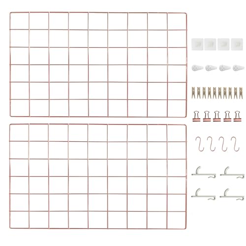 CIKLCIX Wandgitter Rosegold Deko, 17.3"×11.8" Gitter Pinnwand, 2er-Pack Metall Pinnwand Drahtgitter, Gitterwand Für Fotos Grid Wall Panel Mit Klammern Und Haken CIKLCIX Wandgitter Rosegold Deko, 17.3"×11.8" Gitter Pinnwand, 2er-Pack Metall Pinnwand Drahtgitter, Gitterwand Für Fotos Grid Wall Panel Mit Klammern Und Haken von CIKLCIX