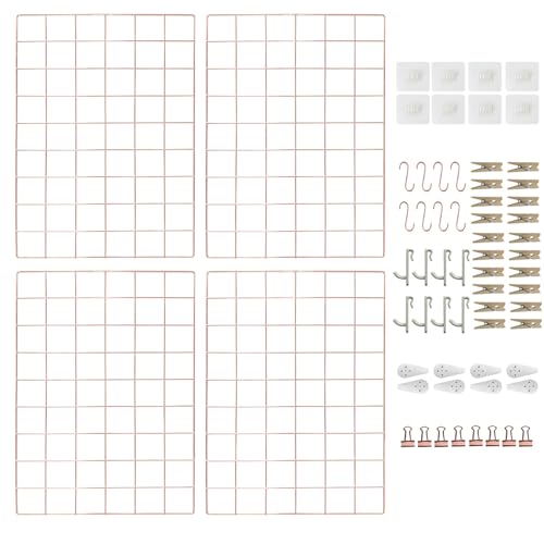CIKLCIX Wandgitter Rosegold Deko, 17.3"×11.8" Gitter Pinnwand, 4er-Pack Metall Pinnwand Drahtgitter, Gitterwand Für Fotos Grid Wall Panel Mit Klammern Und Haken CIKLCIX Wandgitter Rosegold Deko, 17.3"×11.8" Gitter Pinnwand, 4er-Pack Metall Pinnwand Drahtgitter, Gitterwand Für Fotos Grid Wall Panel Mit Klammern Und Haken von CIKLCIX