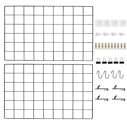 CIKLCIX Wandgitter Schwarz Deko, 17.3"×11.8" Gitter Pinnwand, 2er-Pack Metall Pinnwand Drahtgitter, Gitterwand Für Fotos Grid Wall Panel Mit Klammern Und Haken CIKLCIX Wandgitter Schwarz Deko, 17.3"×11.8" Gitter Pinnwand, 2er-Pack Metall Pinnwand Drahtgitter, Gitterwand Für Fotos Grid Wall Panel Mit Klammern Und Haken von CIKLCIX