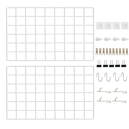 CIKLCIX Wandgitter Weiß Deko, 17.3"×11.8" Gitter Pinnwand, 2er-Pack Metall Pinnwand Drahtgitter, Gitterwand Für Fotos Grid Wall Panel Mit Klammern Und Haken CIKLCIX Wandgitter Weiß Deko, 17.3"×11.8" Gitter Pinnwand, 2er-Pack Metall Pinnwand Drahtgitter, Gitterwand Für Fotos Grid Wall Panel Mit Klammern Und Haken von CIKLCIX