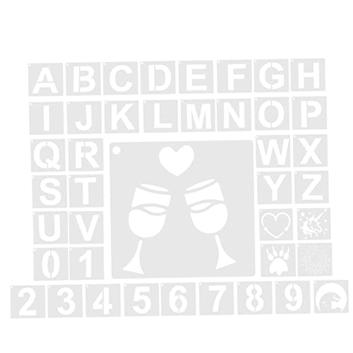 CIMAXIC 42 Stück Alphanumerische Vorlage buchstabenschablonen bastelvorlagen Schablonen zum Malen Wandschablonen zum Bemalen für Schablonen Buchstaben Alphabetschablonen das Haustier Weiß von CIMAXIC