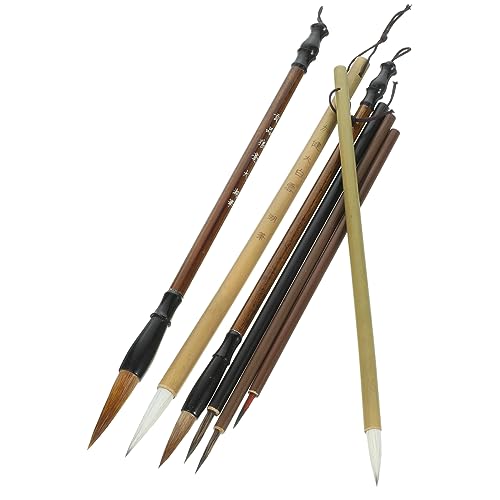 CIMAXIC 7 Stück Pinselset klein Pinselstifte für Kunst Malerei Bußgeld chinesische kalligraphie bastelzeug craft Malset mit chinesischer Tusche Japanischer Kalligraphiepinsel Wolfshaar von CIMAXIC