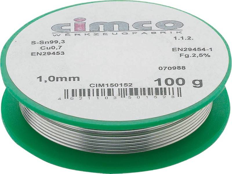 Cimco Elek.Lot Bleifrei 1,0mm 150154 250g Lötzinn Cimco Elek.Lot Bleifrei 1,0mm 150154 250g Lötzinn von CIMCO Werkzeuge GmbH & Co. KG