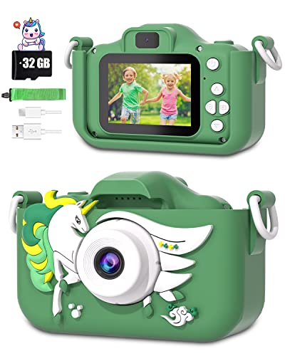 Kinderkamera für 3-12 Jahre, CIMELR Kinder Digitalkamera 2.0 Zoll HD Fotoapparat Kinder Kamera 3 4 5 6 Jahre Spielzeug Weihnachten Geburtstag Geschenke für Jungen und Mädchen 32G TF Kard (A02-Green) von CIMELR