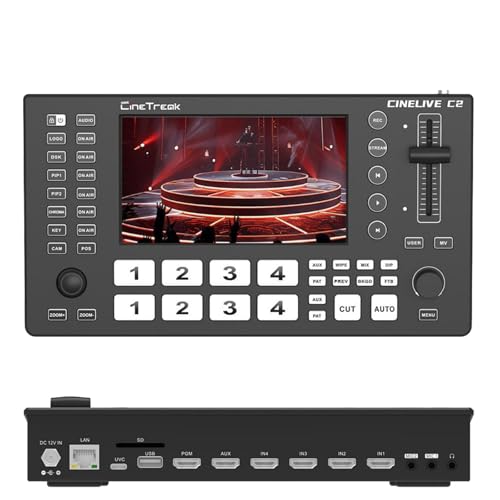 Cinetreak Cinelive C2 Video-Schalter 5,5 Zoll mit PTZ-Steuerung - 4 HDMI-Eingänge, RTMPS/NDI Live-Streaming, Aufnahme & Wiedergabe, Vertikalmodus, Konferenzanzeige Cinetreak Cinelive C2 Video-Schalter 5,5 Zoll mit PTZ-Steuerung - 4 HDMI-Eingänge, RTMPS/NDI Live-Streaming, Aufnahme & Wiedergabe, Vertikalmodus, Konferenzanzeige von CINETREAK