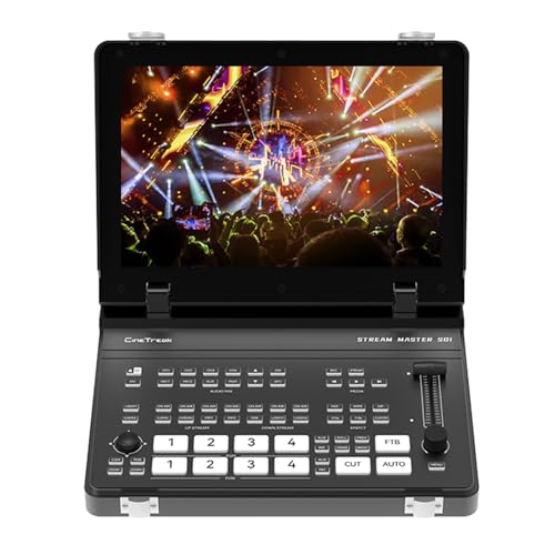 Cinetreak Stream Master SDI 10 "Live-Switcher, 4K 4xSDI/HDMI-Eingänge, drahtlose PTZ-Steuerung, Dual RTMP/NDI-Video-Mixer mit Multi-Format-Aufnahme Cinetreak Stream Master SDI 10 "Live-Switcher, 4K 4xSDI/HDMI-Eingänge, drahtlose PTZ-Steuerung, Dual RTMP/NDI-Video-Mixer mit Multi-Format-Aufnahme von CINETREAK