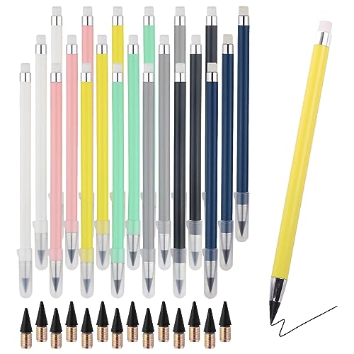 CIOUYAOS 14pcs Ewiger Bleistift, Tintenlose mit 14pcs Ersatz Stift-Mine, Makaron Dauerbleistift Everlasting Ohne Anspitzen Eternal Schreibstift für Kinder Schule Künstler Schreiben Skizze Zeichnung von CIOUYAOS