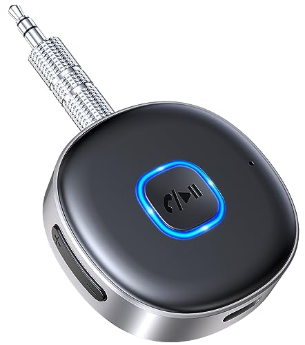 CIRYCASE AUX Bluetooth Adapter Auto für Musik-Streaming/Freisprechen, 16H Akkulaufzeit, Dual Geräte Verbindung, Geräuschunterdrückung, 3,5mm Bluetooth 5.3 Empfänger für Heimstereoanlage/Lautsprecher von CIRYCASE