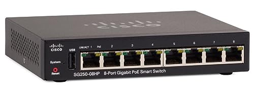 Cisco Refresh SG250-08HP 8-Port GB PoE Smart Switch (SG250-08HP-K9NA-RF) wiederaufbereitet von CISCO DESIGNED