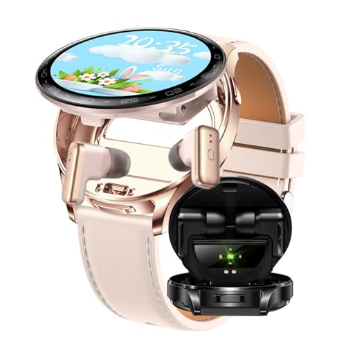 CISIYOO Smartwatch und Kopfhörer, 2-in-1,1,39-Zoll-IPS-HD-Bildschirm, Bluetooth, Fitness-Tracker, 100 + Sportmodi, Schlafüberwachung, Herzfrequenz, kompatibel mit Android und iOS (Rosa B) von CISIYOO