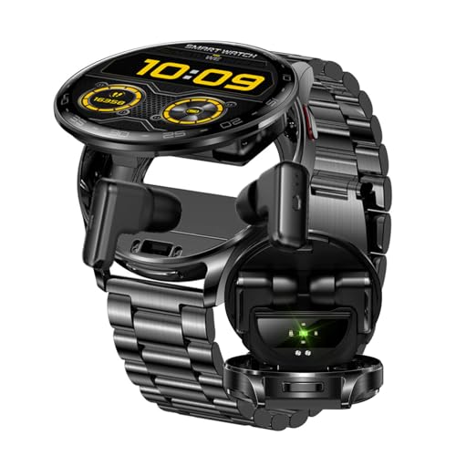 CISIYOO Smartwatch und Kopfhörer, 2-in-1,1,39-Zoll-IPS-HD-Bildschirm, Bluetooth, Fitness-Tracker, 100 + Sportmodi, Schlafüberwachung, Herzfrequenz, kompatibel mit Android und iOS (Schwarz A) von CISIYOO