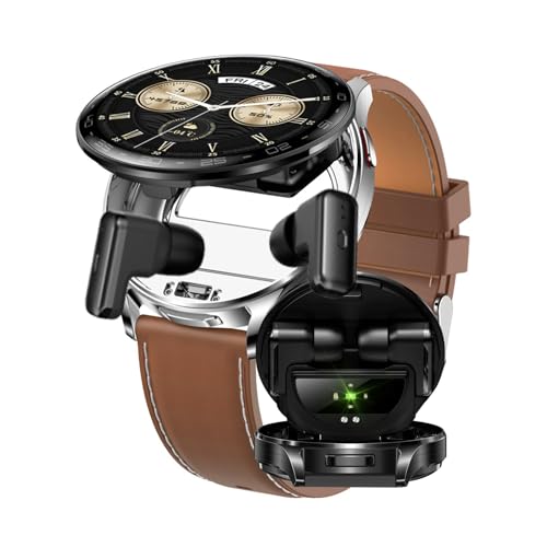CISIYOO Smartwatch und Kopfhörer, 2-in-1,1,39-Zoll-IPS-HD-Bildschirm, Bluetooth, Fitness-Tracker, 100 + Sportmodi, Schlafüberwachung, Herzfrequenz, kompatibel mit Android und iOS (Silber B) von CISIYOO