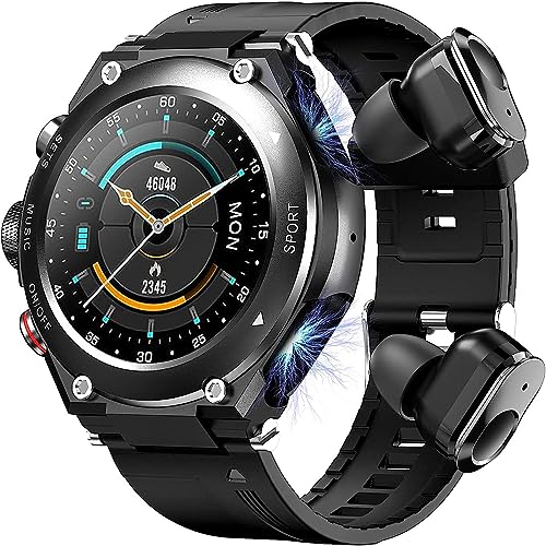 JRLinco 2 in 1 Smart Watch mit Kopfhörer, intelligente Uhr mit integriertem Bluetooth, Lautsprecher, Fitness-Tracker, Lautsprecher, Aufnahme, Körperthermometer von CISIYOO