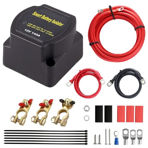 12V/140A BSR Trennrelais, batterie trennrelais 12V, Dual-Batterie-Isolator-Kit, Spannungsempfindliches Relais, 12V Split-Laderelais für Auto, Wohnwagen, Geländewagen, LKW, SUV, Wohnmobil, ATV, Boote von CISSIYOG