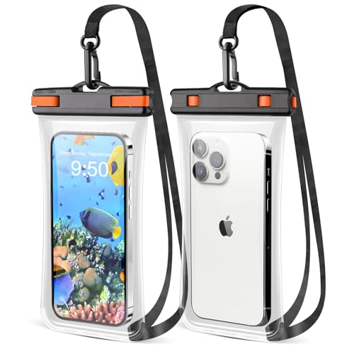 CITAMAMA wasserdichte Handyhülle 2 Stück, IPX8 Unterwasser Handyhülle TPU [3D Nahtloses Rahmen] Wasserfeste Handytasche für iPhone 15 Pro Max 14 13 Galaxy S24 S23 Ultra, bis zu 6.9 Zoll von CITAMAMA