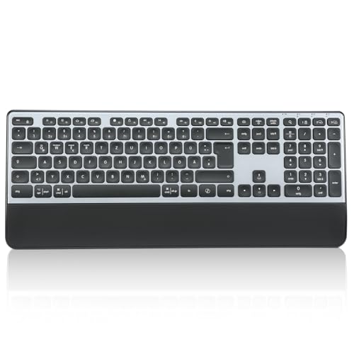 CITLLA K9100 Kabellose Bluetooth Tastatur, Multi-Geräte Tastatur in voller Größe mit Handballenauflage, 3-stufige Hintergrundbeleuchtung, wiederaufladbar für Computer, Laptop von CITLLA