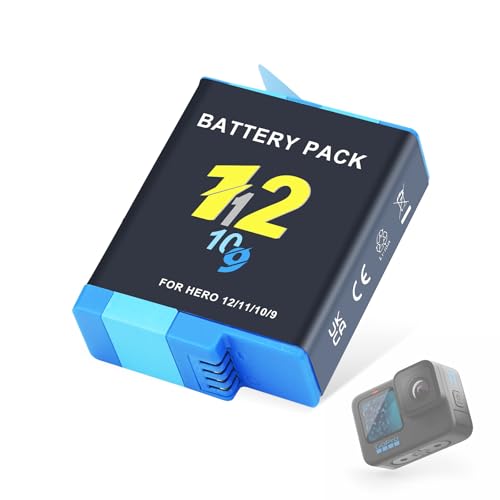 CITYORK (1 Pack) 2000mAh Ersatz Akku für GoPro Hero 12 Hero 11/10/9 Black, Battery Wiederaufladbare Extreme Akkus-Set Sportkamera Zubehör, Lange Laufzeit, superlange Lebensdauer von CITYORK
