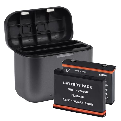 CITYORK 2 Stück Insta360 X3 Ersatz Akku 1800mAh und USB Ladegerät kompatibel mit Insta360 X3 Kamera von CITYORK