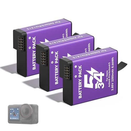 CITYORK 2250mAh (3-Pack) Ersatz Akku für DJI Osmo Action 5 Pro/Osmo Action 4/ Action 3 Ersatzakku, Wiederaufladbare Langlebiger Batterie Sportkamera Zubehör, Hohe Kapazität, Lange Lebensdauer von CITYORK