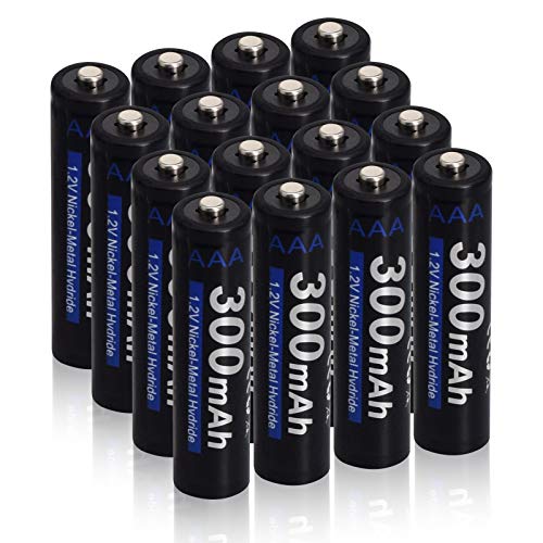 CITYORK Akku AAA 300mAh NiMH 1,2V AAA Batterien Wiederaufladbar mit geringer Selbstentladung, Ideal für Drahtlose Maus, Tastatur, Wecker, Spielzeug, Solarlampe, LED-Leuchten (16 Stück) von CITYORK