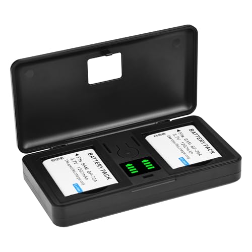 CITYORK EA-BP70A Kamera Ersatzakku 2er-Pack 3.7V 1200mAh mit Doppeltes Akku Multifunktions Ladegerät für Samsung BP-70A ES73 ES74 PL80 PL100 Kamera von CITYORK