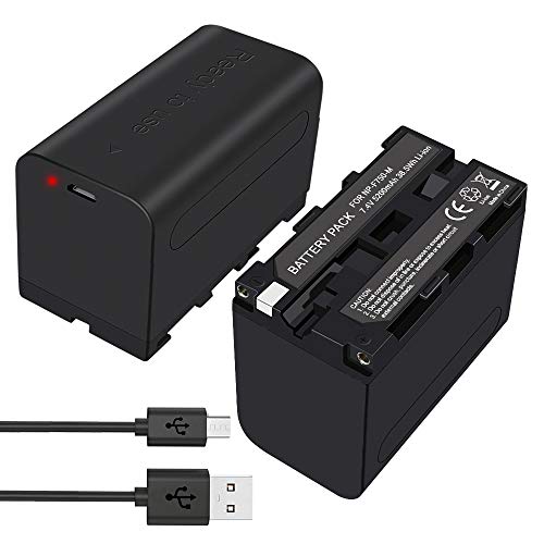 CITYORK NP-F750 Ersatzbatterie 5200mAh (2er-Pack) mit Micro-USB-Ladeanschluss und Micro-USB-Kabel, Ersatz für Sony NP-F730 NP-F760 NP-F770 NP-F960 NP-F970 von CITYORK