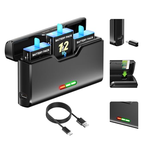 CITYORK Upgrade 3-Slot Ladegerät und 3PCS 2000mAh Akku Kompatibel mit GoPro Hero 12/11/10/9, Ersatz Akku für GoPro Hero 12 11 10 9 Akku-Ladegerät-Kit Zubehör mit Mit LCD-Anzeige und USB-Kabel CITYORK Upgrade 3-Slot Ladegerät und 3PCS 2000mAh Akku Kompatibel mit GoPro Hero 12/11/10/9, Ersatz Akku für GoPro Hero 12 11 10 9 Akku-Ladegerät-Kit Zubehör mit Mit LCD-Anzeige und USB-Kabel von CITYORK