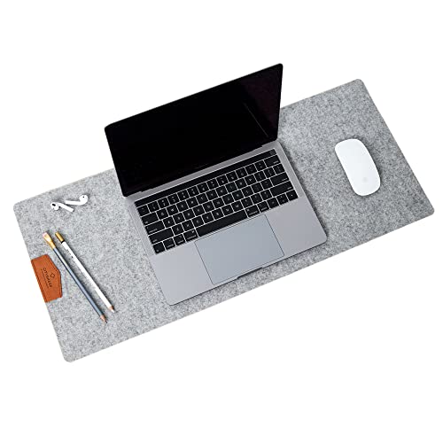 Premium Wollfilz Schreibtischunterlage rutschfest extra groß Schreibtischunterlage 85 x 35 cm grau Filz Anti Rutsch Matte Mousepad Laptopunterlage Schreibtischunterlage 100% natürliche Materialien: von CITYSHEEP
