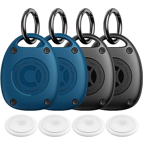 AirTag-Schlüsselanhänger-Hülle | IPX8 wasserdicht, ultrakompakt | tragbare Airtag-Halterung für Hundehalsband, Rucksack, Schlüssel, Gepäck – 2 Schwarz/2 Blau AirTag-Schlüsselanhänger-Hülle | IPX8 wasserdicht, ultrakompakt | tragbare Airtag-Halterung für Hundehalsband, Rucksack, Schlüssel, Gepäck – 2 Schwarz/2 Blau von CITYWAY