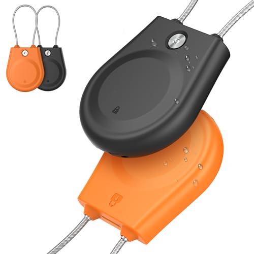 Apple AirTag-Halter, Airtag-Schlosshülle mit Drahtkabel, IPX8 wasserdicht, für Gepäck, Schlüsselanhänger, Gepäckanhänger, Rucksack, 2 Stück, Orange / Schwarz Apple AirTag-Halter, Airtag-Schlosshülle mit Drahtkabel, IPX8 wasserdicht, für Gepäck, Schlüsselanhänger, Gepäckanhänger, Rucksack, 2 Stück, Orange / Schwarz von CITYWAY