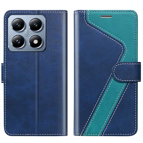 CIVICASE Schutzhülle für Xiaomi 14T Pro, PU-Leder, Klappetui, RFID-blockierend, Kreditkartenhalter, Folio, magnetischer Ständer, TPU, stoßfest, kompatibel mit Xiaomi 14T Pro, Blaugrün von CIVICASE