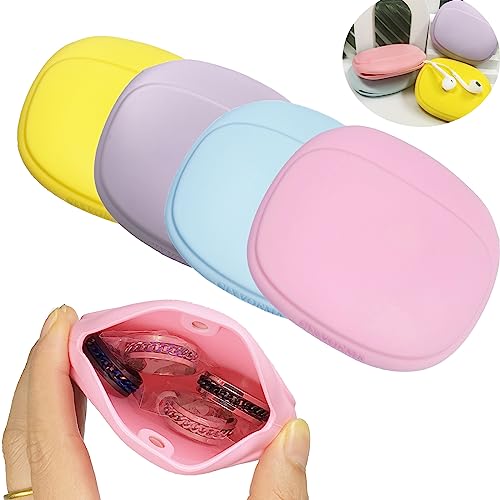CIXVOEMK Kopfhörer-Organizer aus Silikon – Datenkabel-Aufbewahrungstasche – Mini-Schlüsselbox – tragbare kabelgebundene Headset-Aufbewahrungstasche (lila-gelb-rosa-blau) von CIXVOEMK