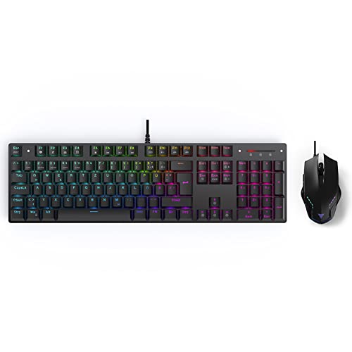 CIY X35 Mechanische Gaming Tastatur丨105 Tastaten QWERTZ Layout丨 RGB Gaming Tastatur丨105 Volltasten Anti-Ghost Professionelle Tastaturen (Blau Schalter+Maus) von CIY