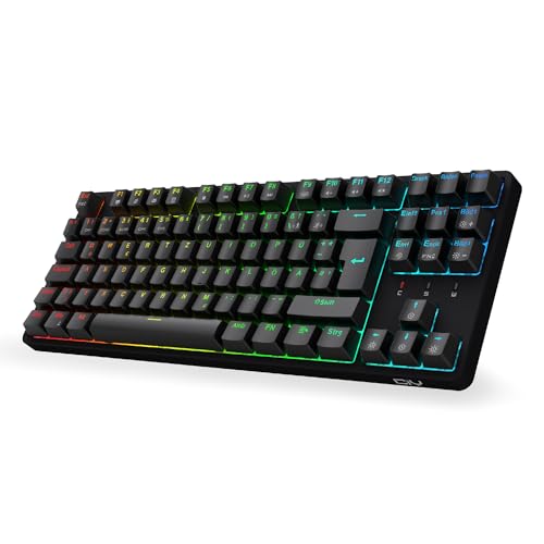 CIY X77 Mechanische Gaming Tastatur丨88 Tastaten QWERTZ Layout丨Programmierbare RGB丨Drei höhenverstellbar丨Typ-C-Kabel丨Hot-Swap-fähige Tastatur für Win/Mac (Gray+Braun Schalter) (Gray Braun Schalter) von CIY
