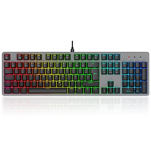 CIY X77 Mechanische Gaming Tastatur丨88 Tastaten QWERTZ Layout丨Programmierbare RGB丨Drei höhenverstellbar丨Typ-C-Kabel丨Hot-Swap-fähige Tastatur für Win/Mac (Gray+Braun Schalter) (Graubraun) von CIY
