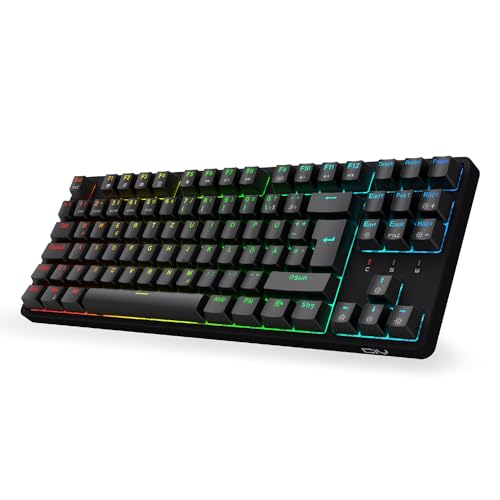 CIY X77 Mechanische Gaming Tastatur丨88 Tastaten QWERTZ Layout丨Programmierbare RGB丨Drei höhenverstellbar丨Typ-C-Kabel丨Hot-Swap-fähige Tastatur für Win/Mac (Schwarz + Roter Schalter) von CIY