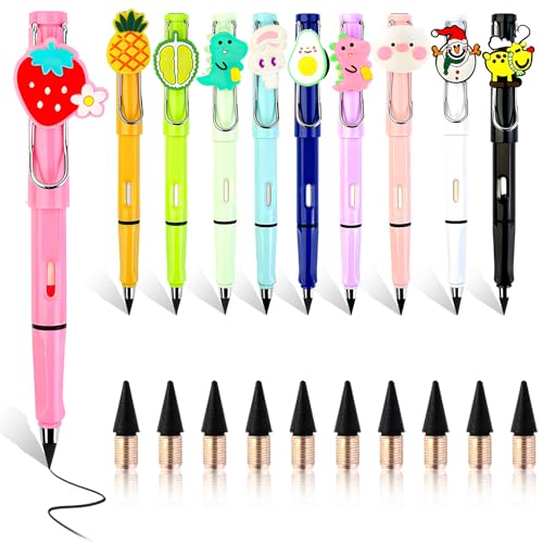 CIYIN Ewiger Bleistift, 10 Stück Tintenloser Bleistift mit Radiergummi, Bleistift Ohne Anspitzen, Unendlicher Bleistift mit 10 Wechselkopfm, Magischer Bleistifte Set zum Schreiben und Zeichnen von CIYIN
