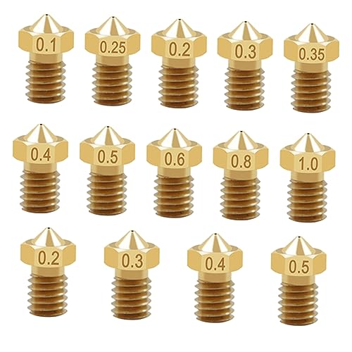 CIYODO 14 Stück 3D -Druckdüse Extruderdüse 3D-Druckerdüse Messingdüse für 3D-Drucker Zubehör für 3D-Drucker Golden CIYODO 14 Stück 3D -Druckdüse Extruderdüse 3D-Druckerdüse Messingdüse für 3D-Drucker Zubehör für 3D-Drucker Golden von CIYODO
