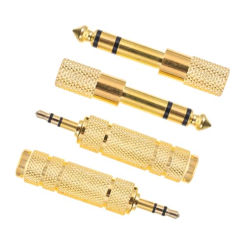 CIYODO 4 Stück langlebiger Audioadapter verdrahtet Kopfhörer-Extender Audio- Konverter klein Klinkenstecker Adapter steckeradapter Audioadapter für Mic Klinkenadapter Zinklegierung Golden von CIYODO