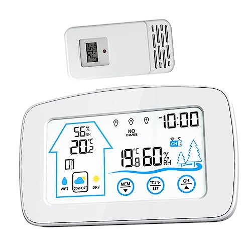 CIYODO LCD Wetterstation mit Großem LCD Display Funkthermometer für Innen und Außenbereich Präzise Temperatur und Luftfeuchtigkeitsmessung ohne Batterie CIYODO LCD Wetterstation mit Großem LCD Display Funkthermometer für Innen und Außenbereich Präzise Temperatur und Luftfeuchtigkeitsmessung ohne Batterie von CIYODO