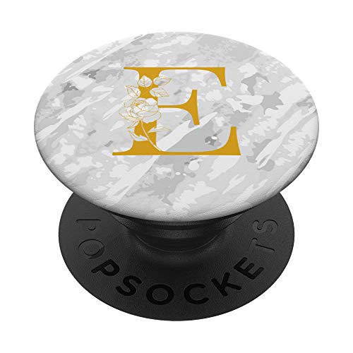 Buchstabe Monogramm Initiale E Weiß PopSockets PopGrip: Ausziehbarer Sockel und Griff für Handys/Tablets mit Tauschbarem Top von CJ Grips