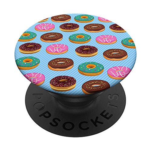 Donuts Muster Blau PopSockets PopGrip: Ausziehbarer Sockel und Griff für Handys/Tablets mit Tauschbarem Top von CJ Grips