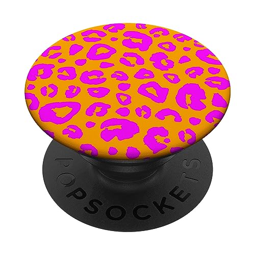 Geparden-Leopardenmuster Rosa Orange PopSockets mit austauschbarem PopGrip von CJ Grips