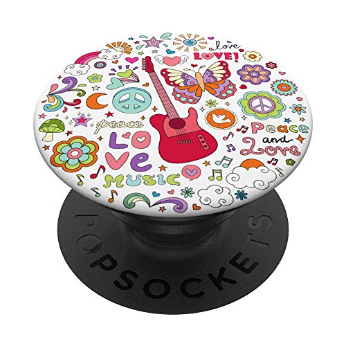 Hippie Peace Liebe Muster Weiß - PopSockets Ausziehbarer Sockel und Griff für Smartphones und Tablets von CJ Grips