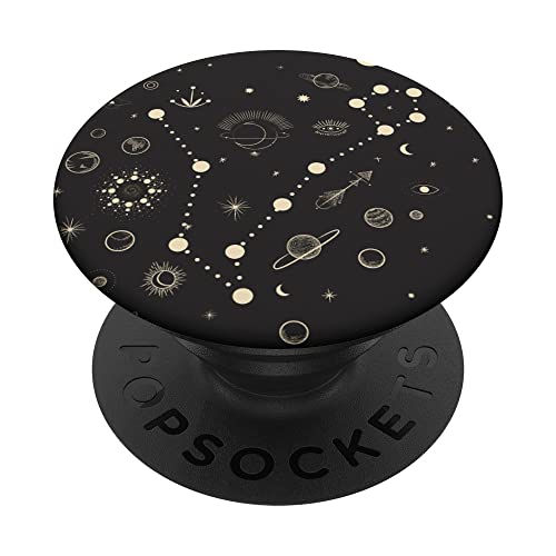 Mystic Astrologie Mond Sonne Sterne Planeten Muster schwarz PopSockets mit austauschbarem PopGrip von CJ Grips