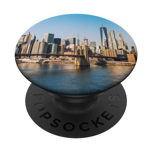 CJ Grips New York Brooklyn Bridge Manhatten PopSockets Klebender Pop-Up Disc für Smartphones in Schwarz von CJ Grips
