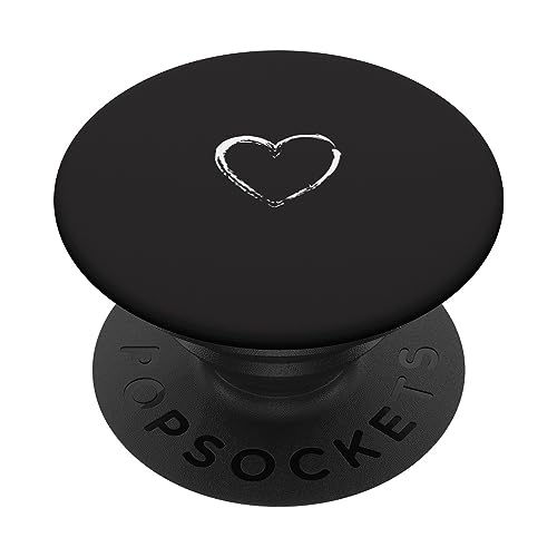 PopSocket PopGrip: Weißes Herz Schwarz mit austauschbarem von CJ Grips